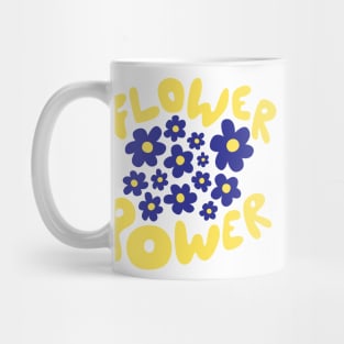 VINTAGE RETRO DITSY CUTE FLORALS BLUE YELLOW AND WHITE Mug